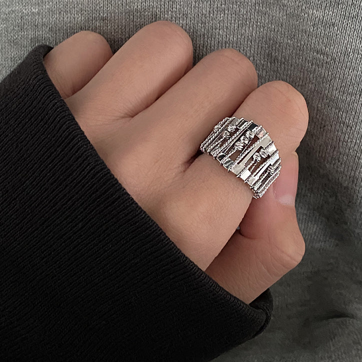 Openwork, beaded, adjustable ring