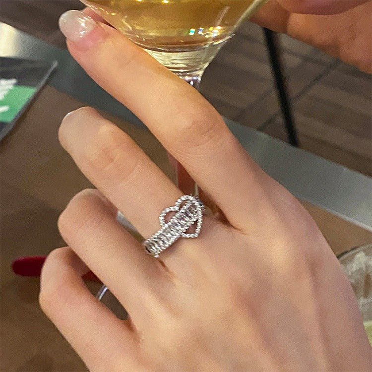 Designer heart zirconia ring