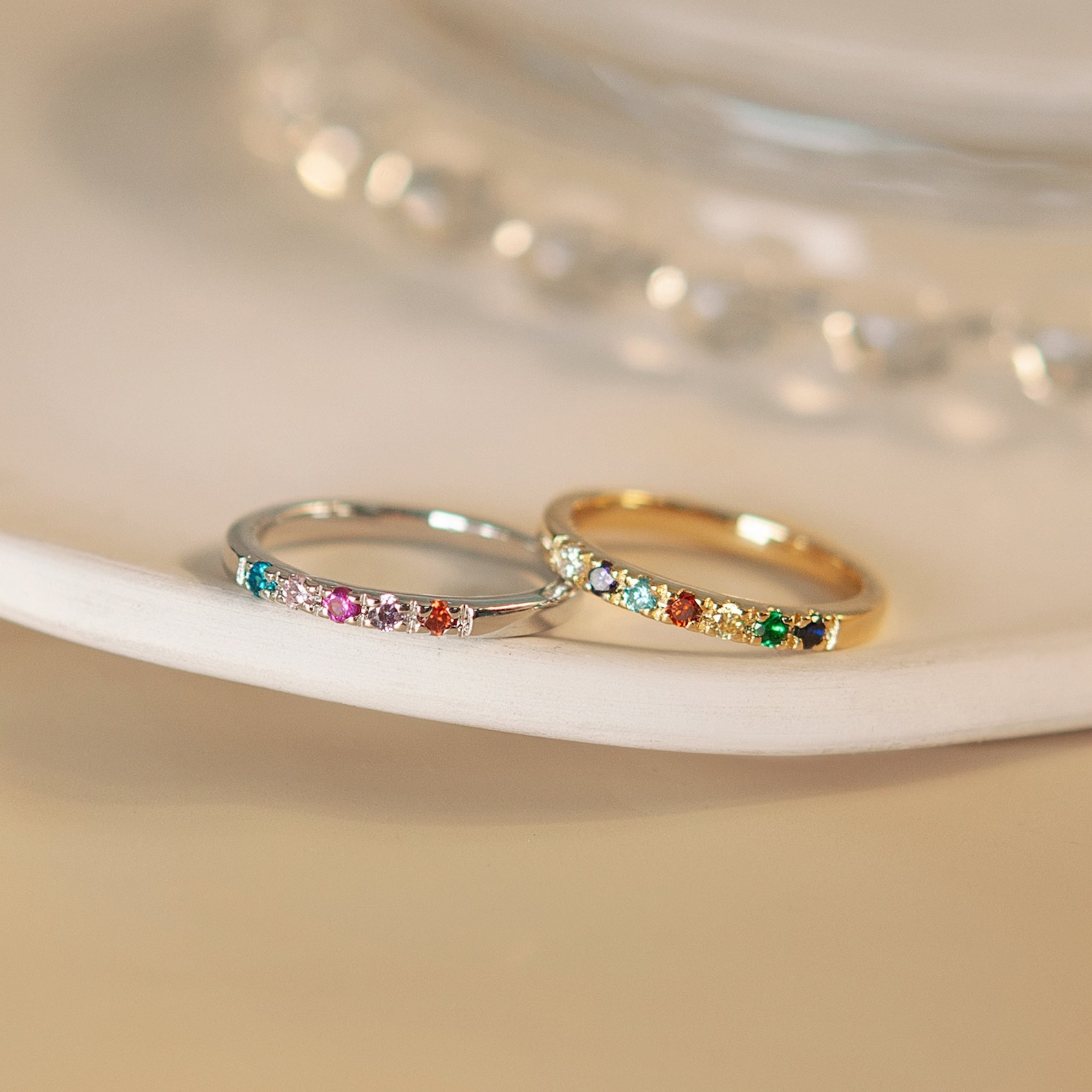 Delicate golden birthstone ring - family jewelry with meaning