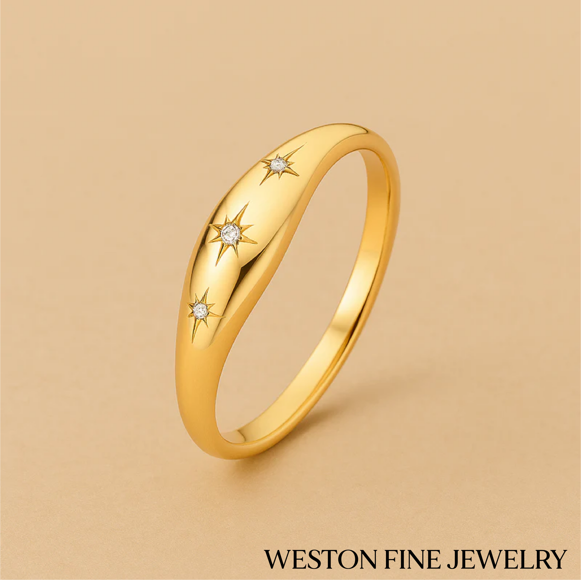 Diamond-Embellished Dome Ring in 14K Gold Elegance