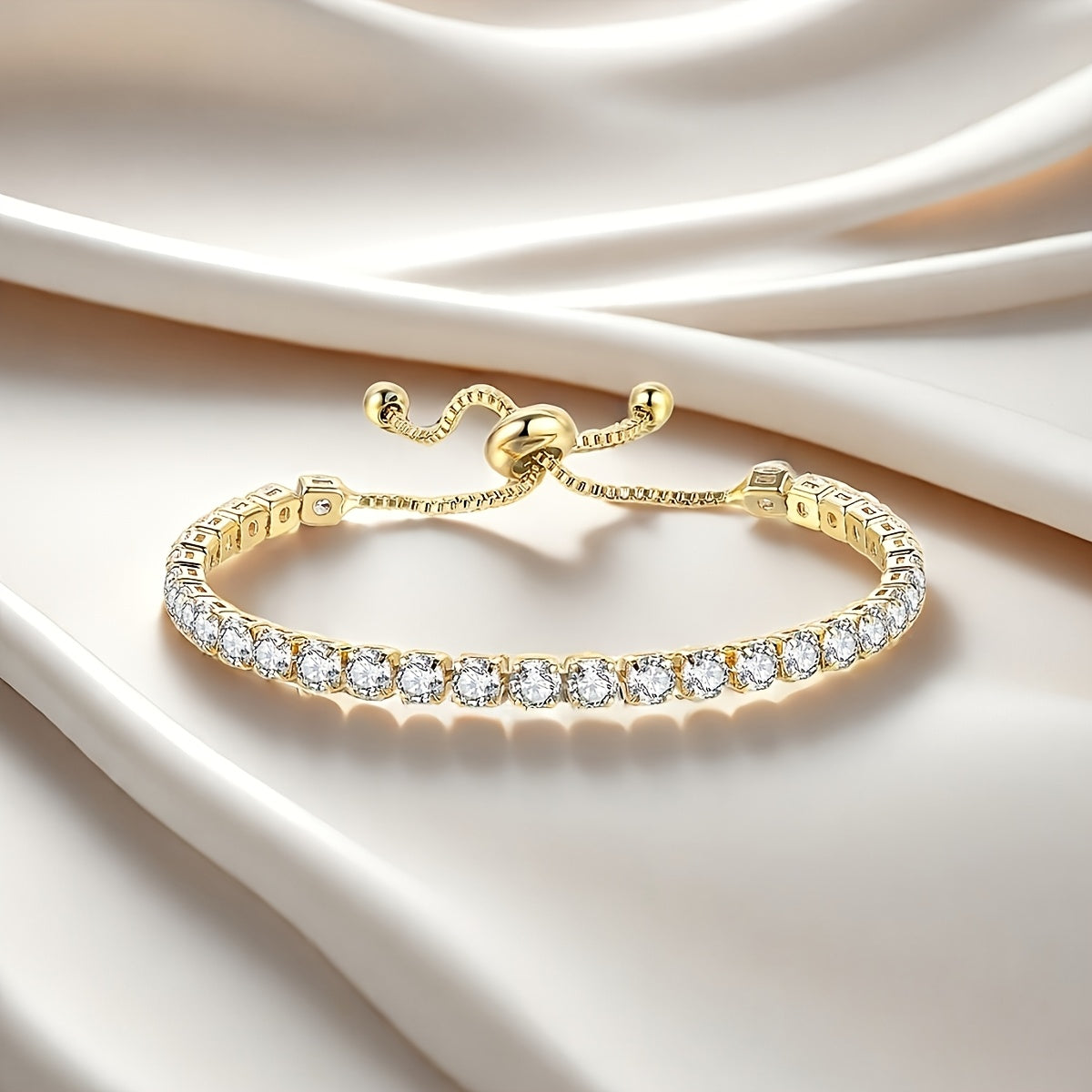 Timeless Sparkle: Crystal Embrace Tennis Bracelet with Adjustable Fit