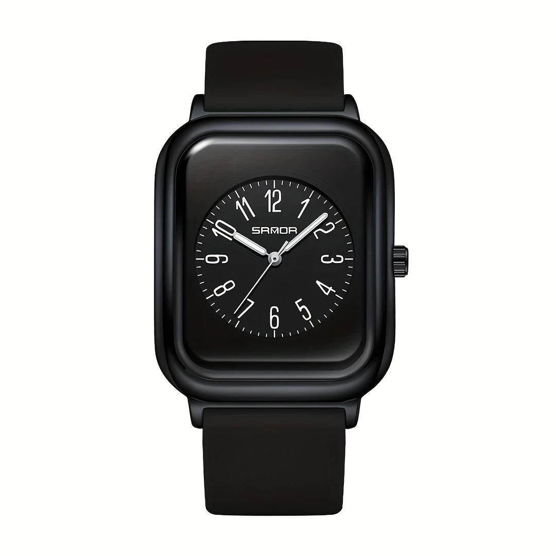 Square Quartz Watches Silicone Strap Zinc Alloy Pointer