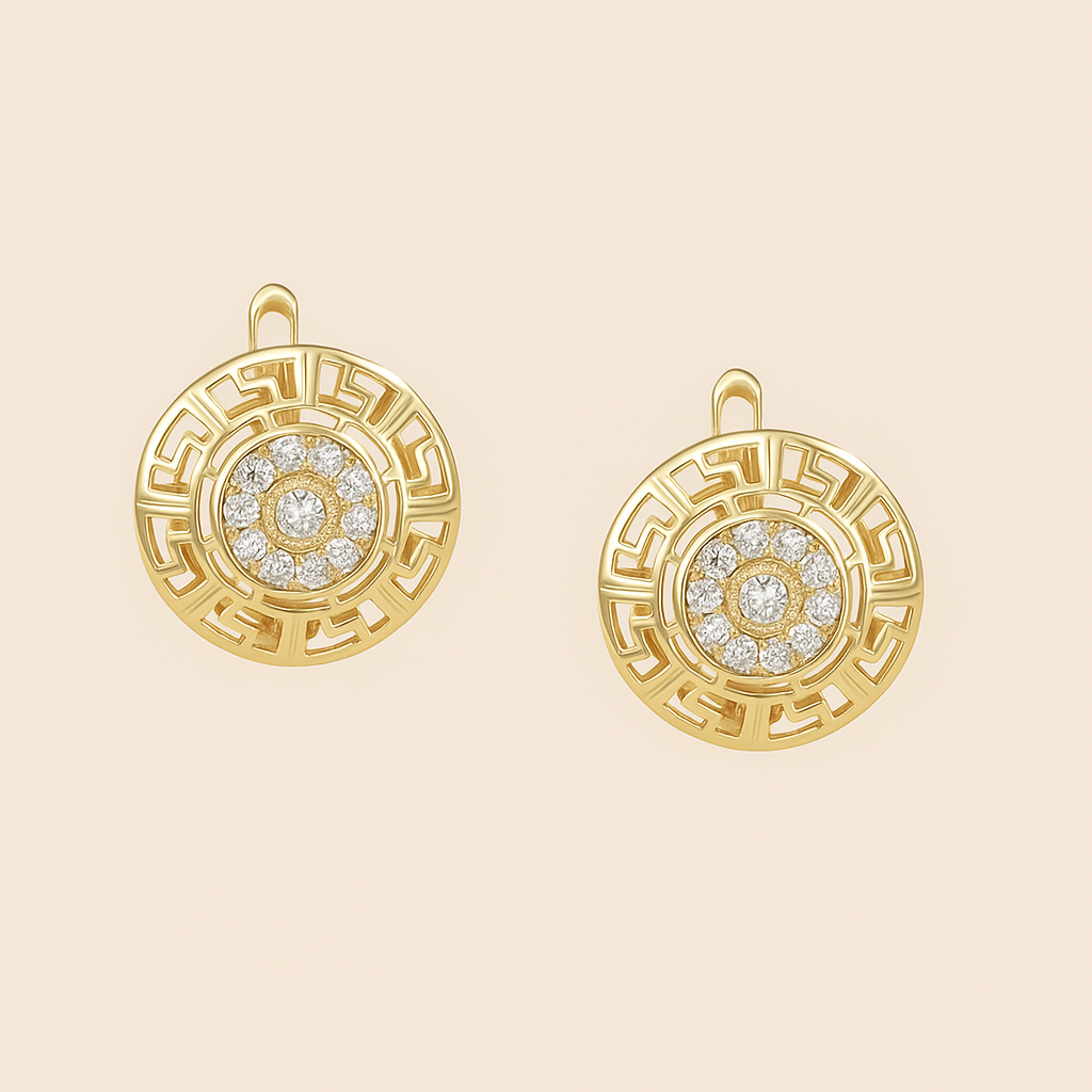 Vintage 14K Gold-Plated Hoop Earrings with Sparkling Cubic Zirconia