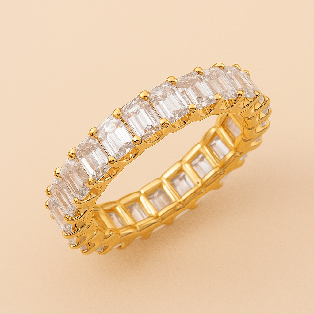 Elegant Full Eternity Ring with Synthetic Zirconia for Women