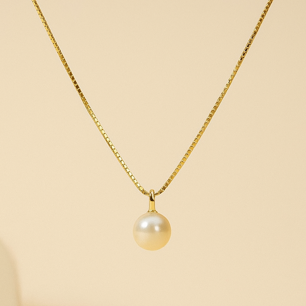 Elegant 18K Gold-Plated Necklace with a Single Imitation Pearl