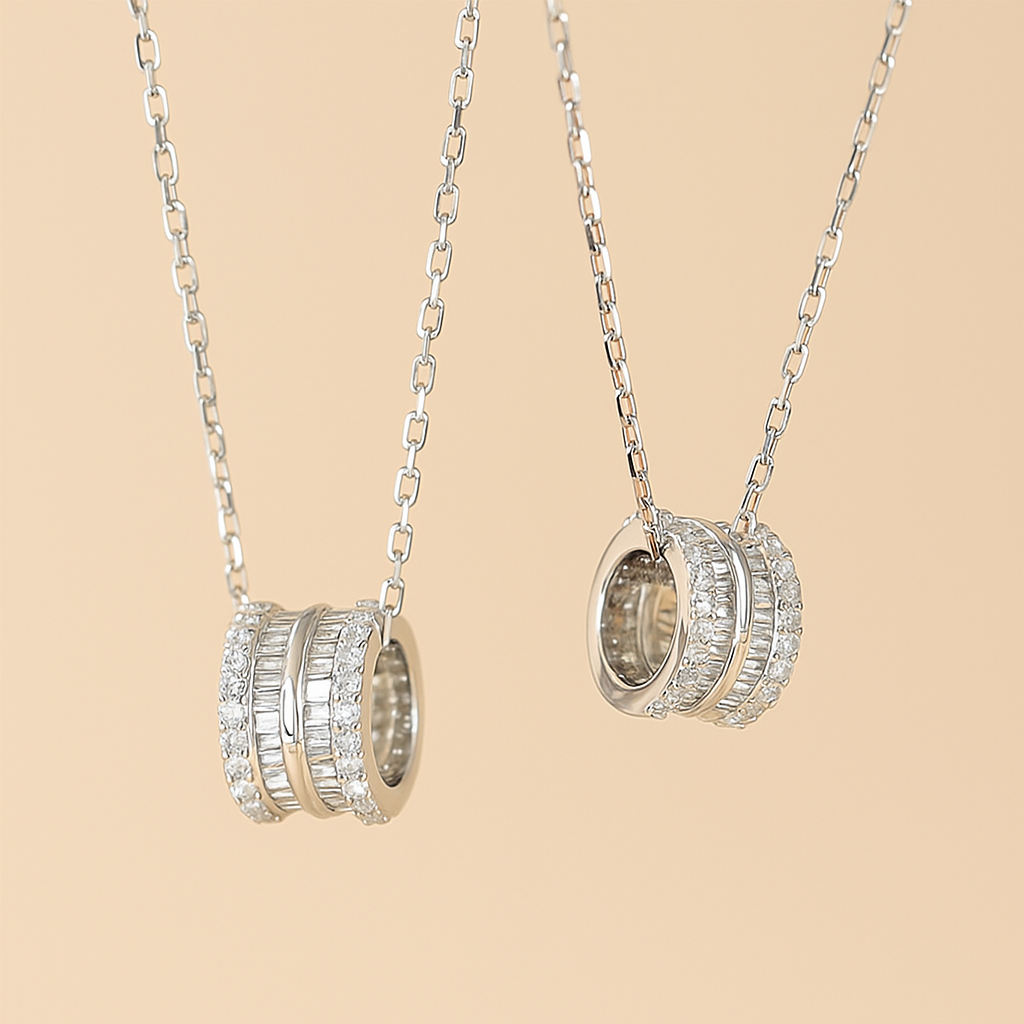 Contemporary Elegance: Zirconia-Studded Geometric Circle Necklace