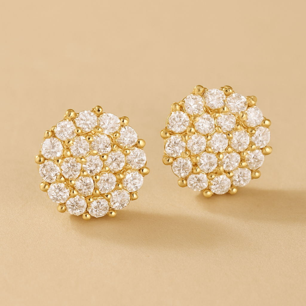 Luxurious Flower-Shaped Copper Earrings – Accented with Sparkling Synthetic Zirconia