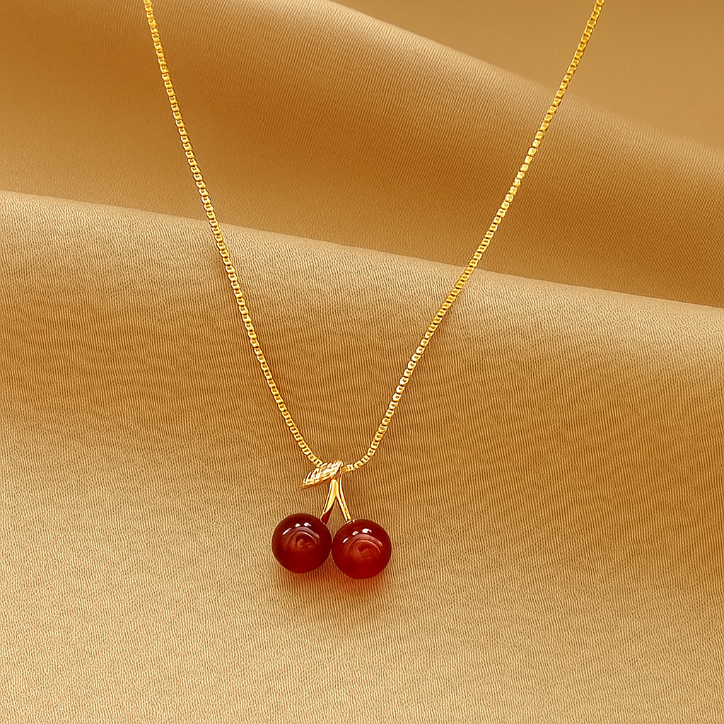 Minimalist Cherry Pendant Necklace for Women