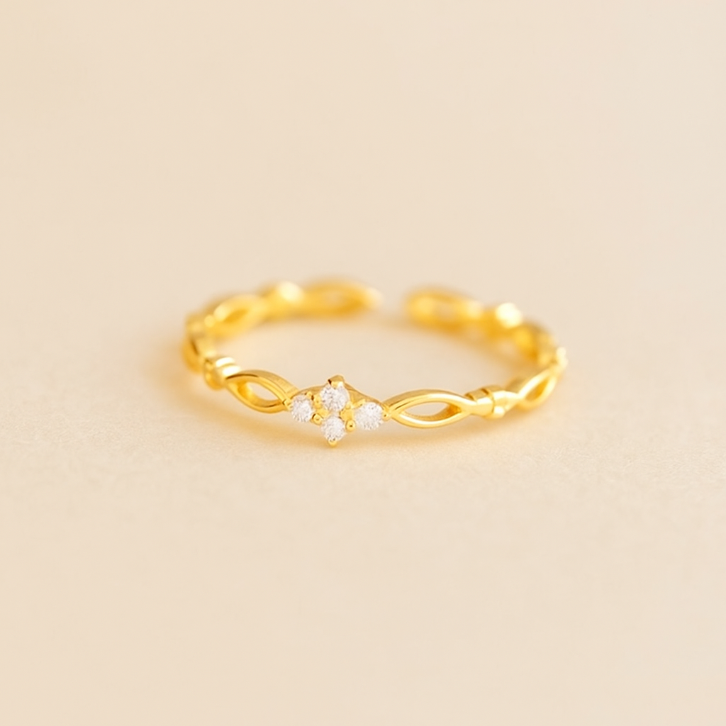 Delicate Copper Open Ring – Inlaid with Sparkling Zirconia