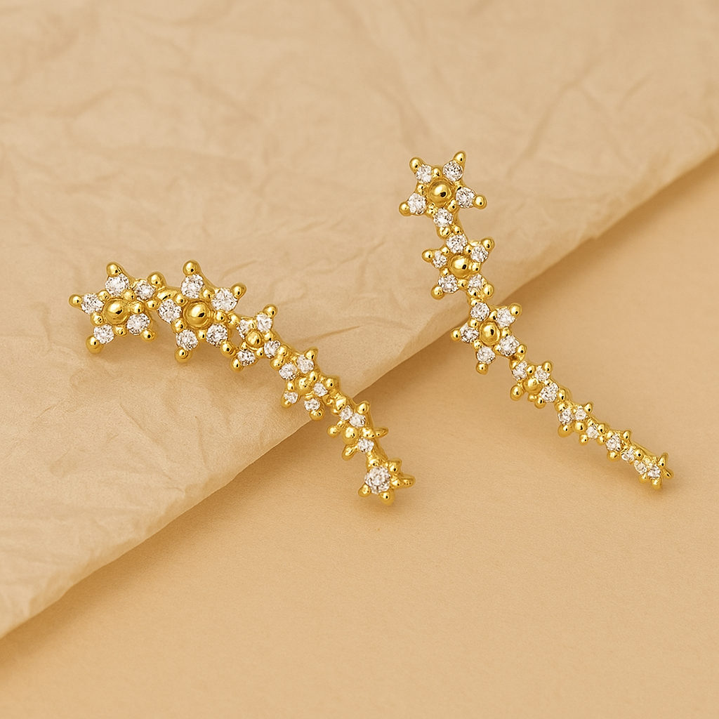 Elegant Floral Stud Earrings – Sparkling Rhinestone Accents