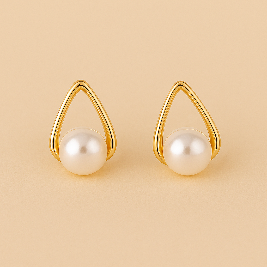French-Inspired Faux Pearl Earrings – Elegant & Lightweight Design