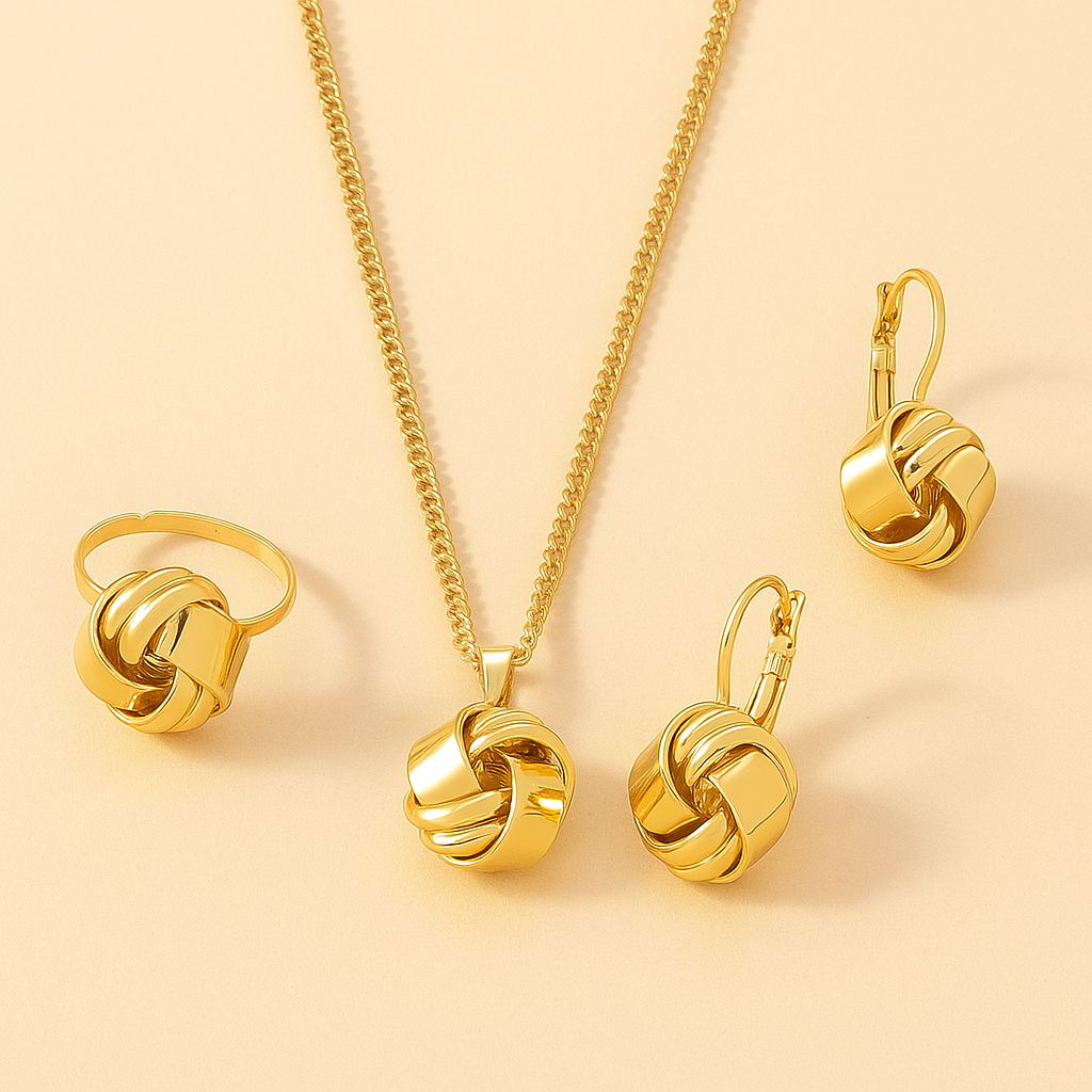 Vintage Rose Jewelry Set – 3-Piece Retro-Inspired Elegance