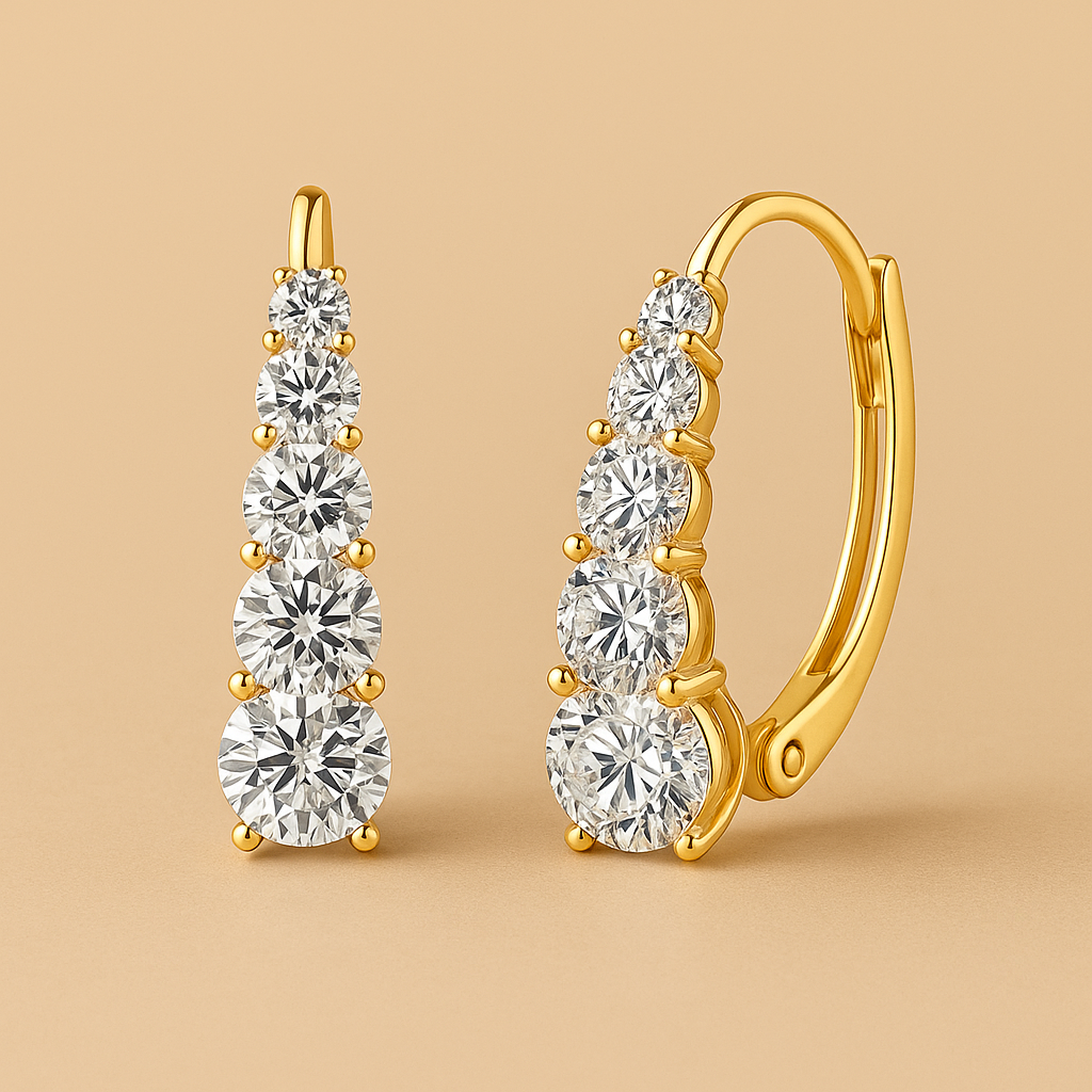 Carol Four-Stone Stud Earrings in 16k Gold