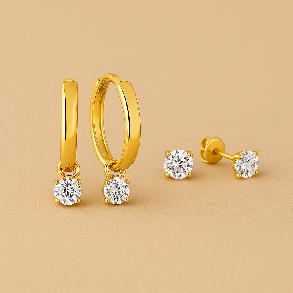 Larmes de Lune Earrings Set in 14k Gold