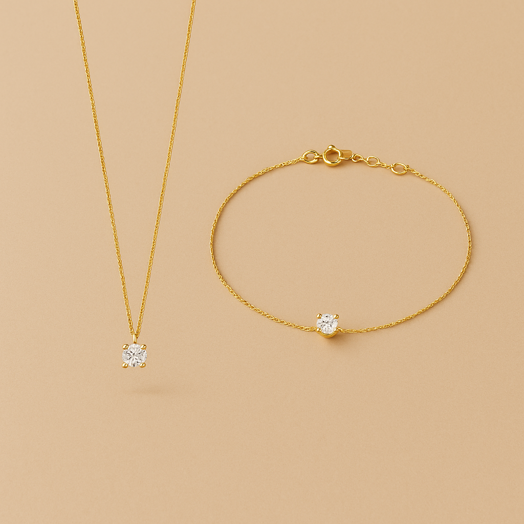 Cléa Moissanite Jewelry Set in 14k Gold
