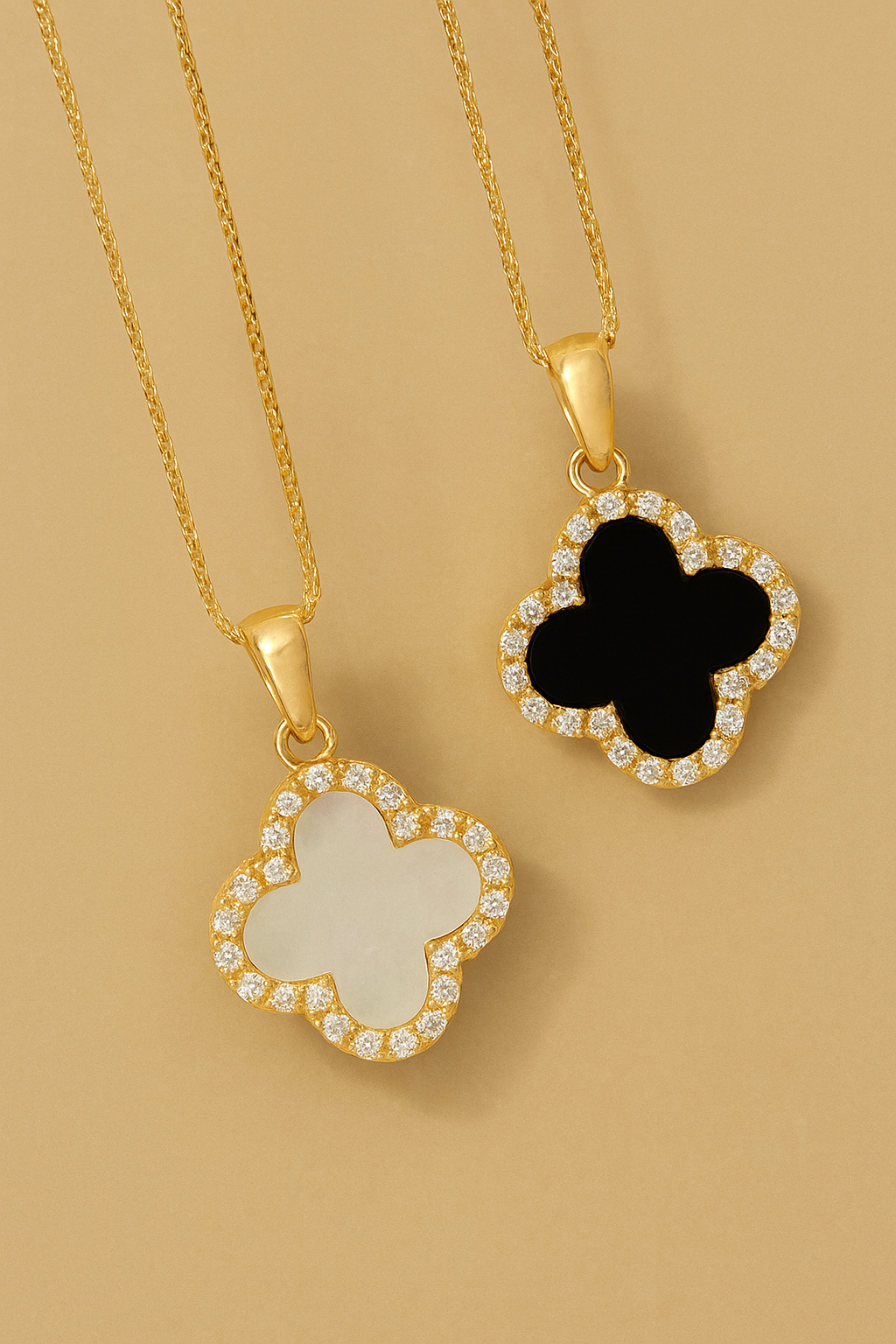 Gold-colored shamrock pendant necklace for women