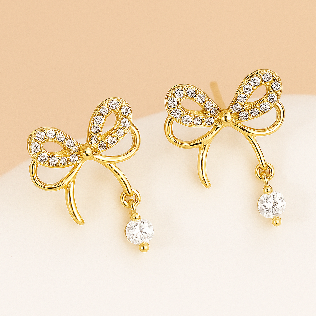 Elegant butterfly bow crystal earrings for women