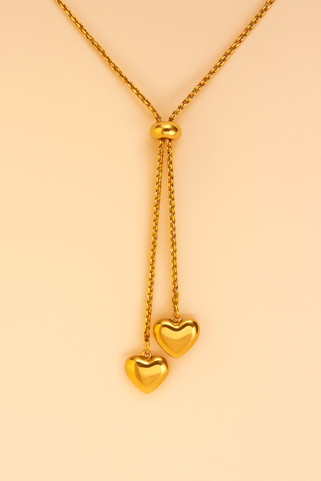Adjustable 18K Gold-plated Heart Shaped Pendant Necklace for Women