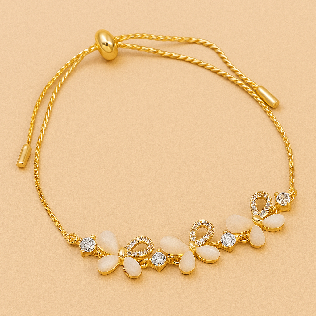 Butterfly Bracelet with Zirconia and Cat's Eye Accents