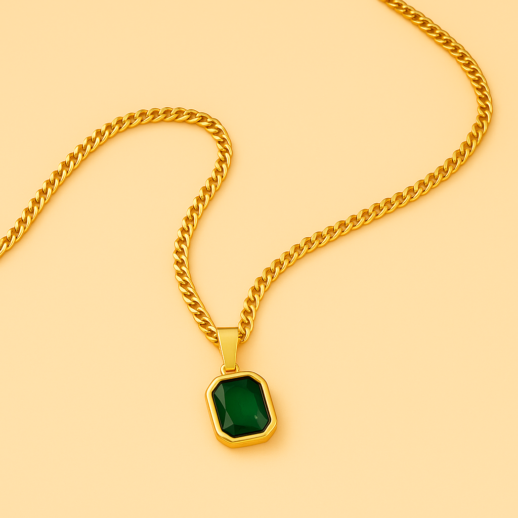 Classic Green Acrylic Pendant Necklace - Elegant Jewelry