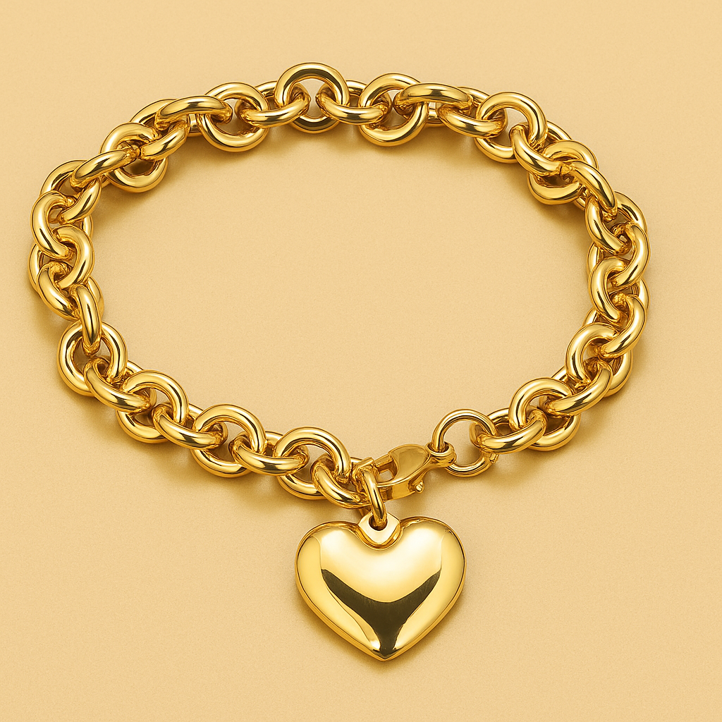Chic Heart Pendant Bracelet - Gold Touch