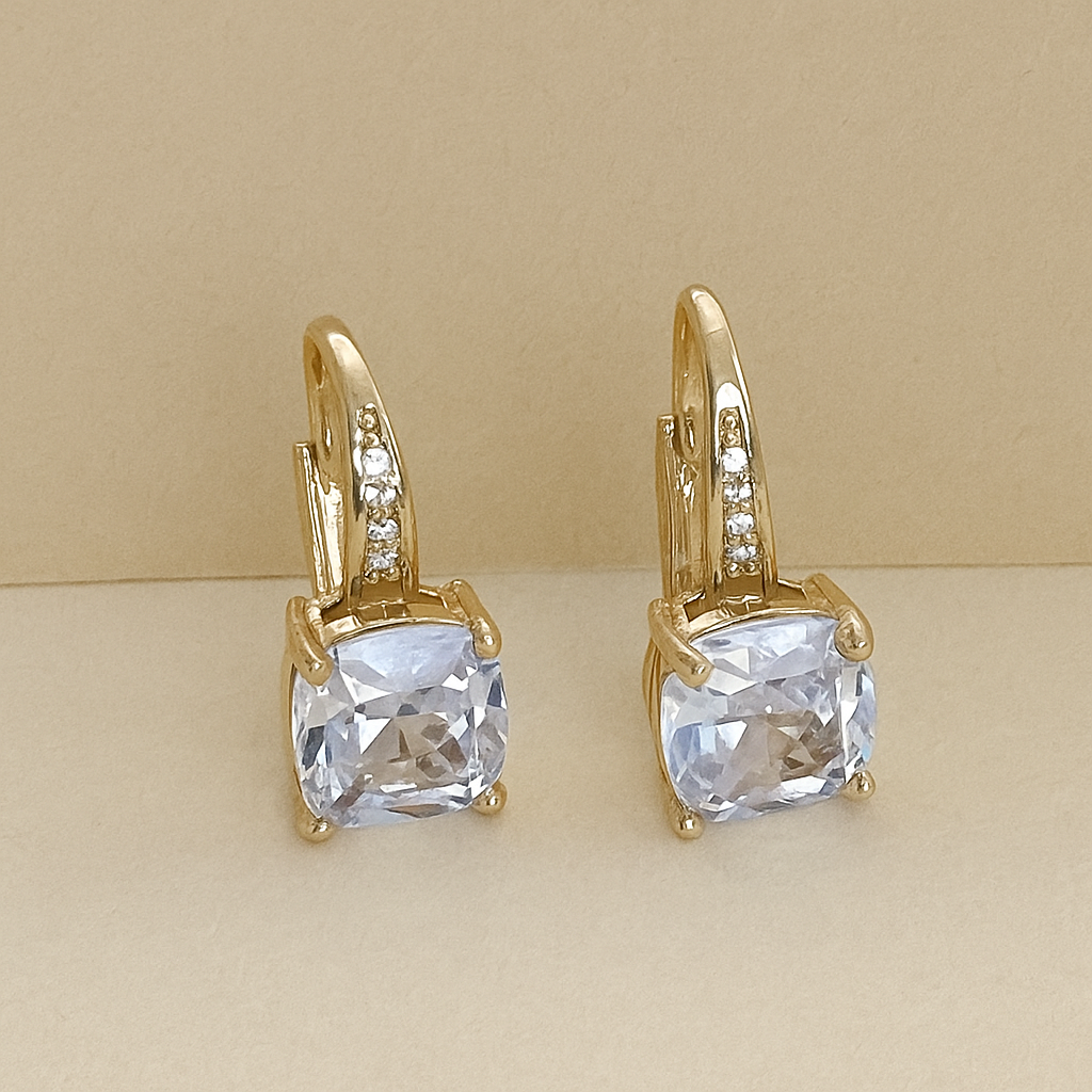 Elegant Copper Drop & Dangle Earrings with Synthetic Cubic Zirconia