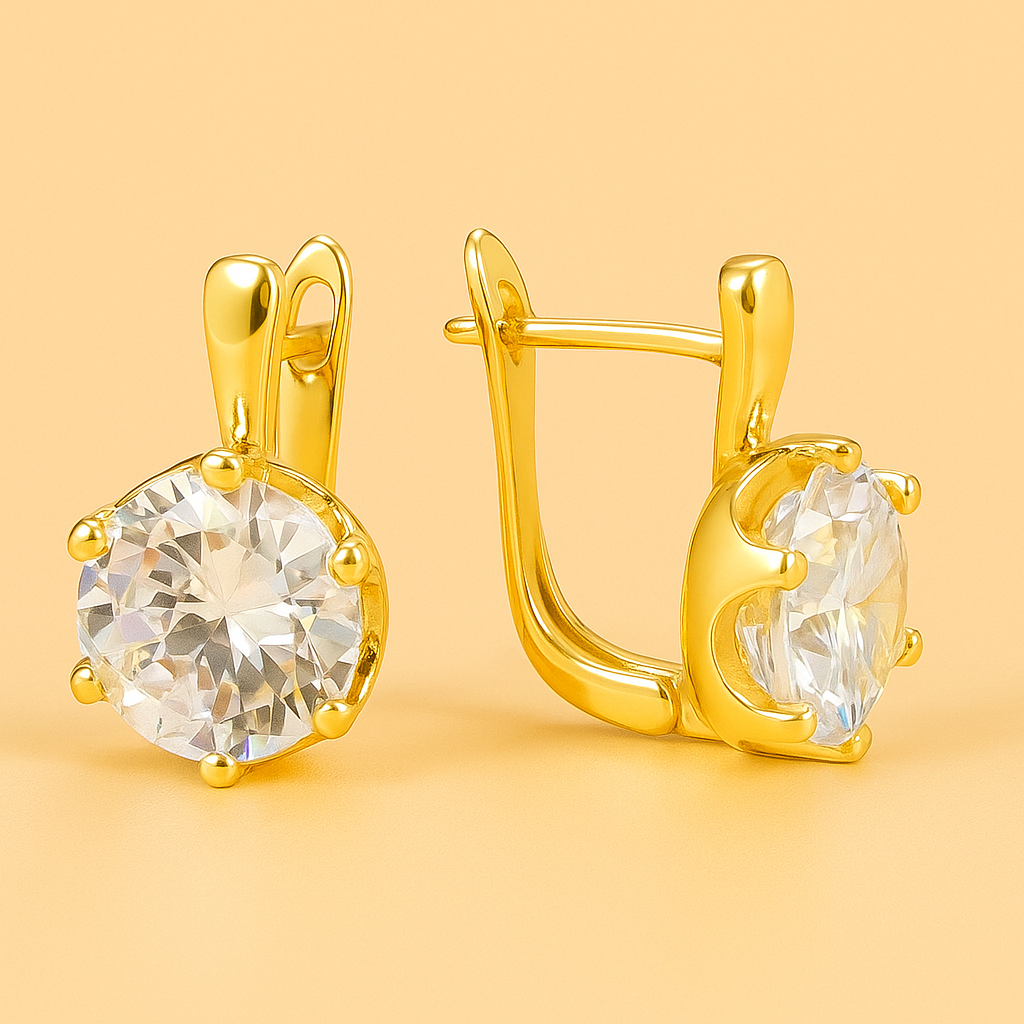 Luxury Gold Drop Earrings with Large Zirconia Stones
