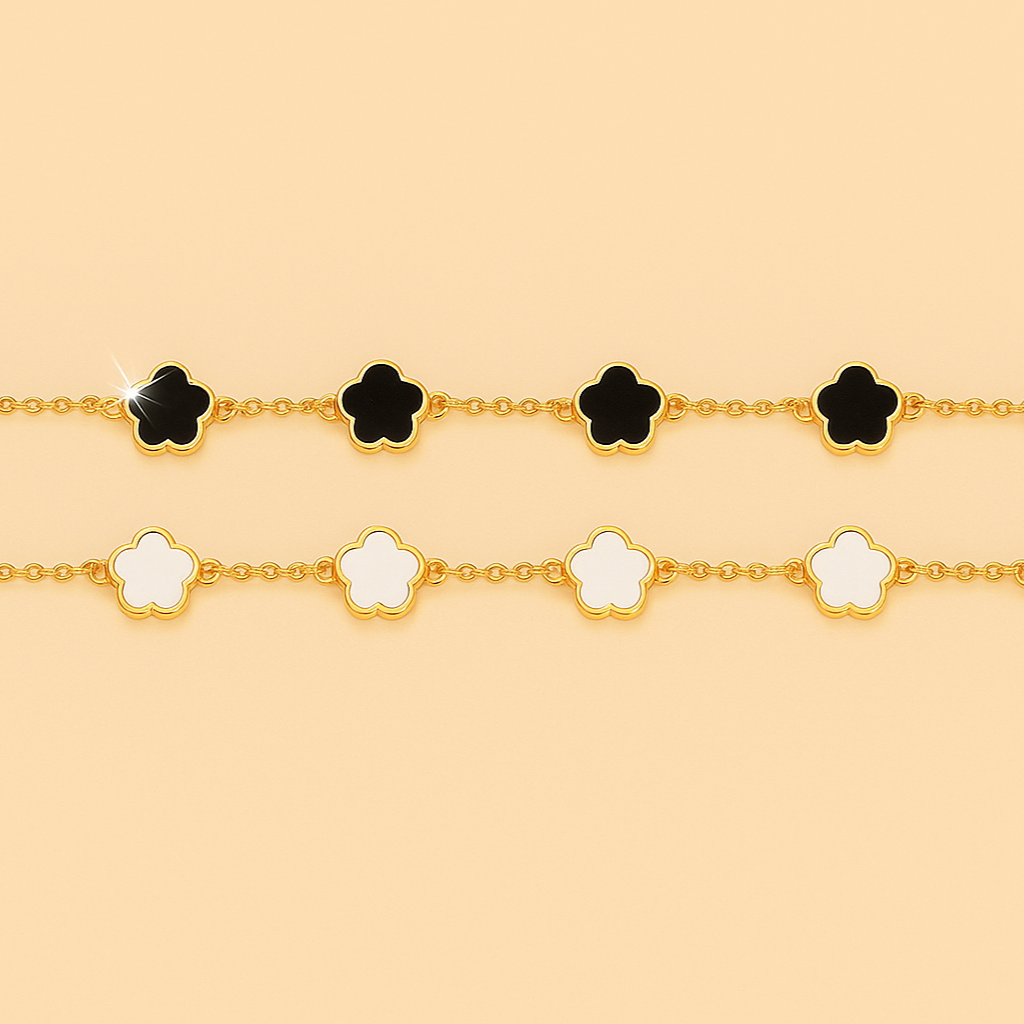 Delicate Flower Chain Bracelet Set – Colorful & Lightweight