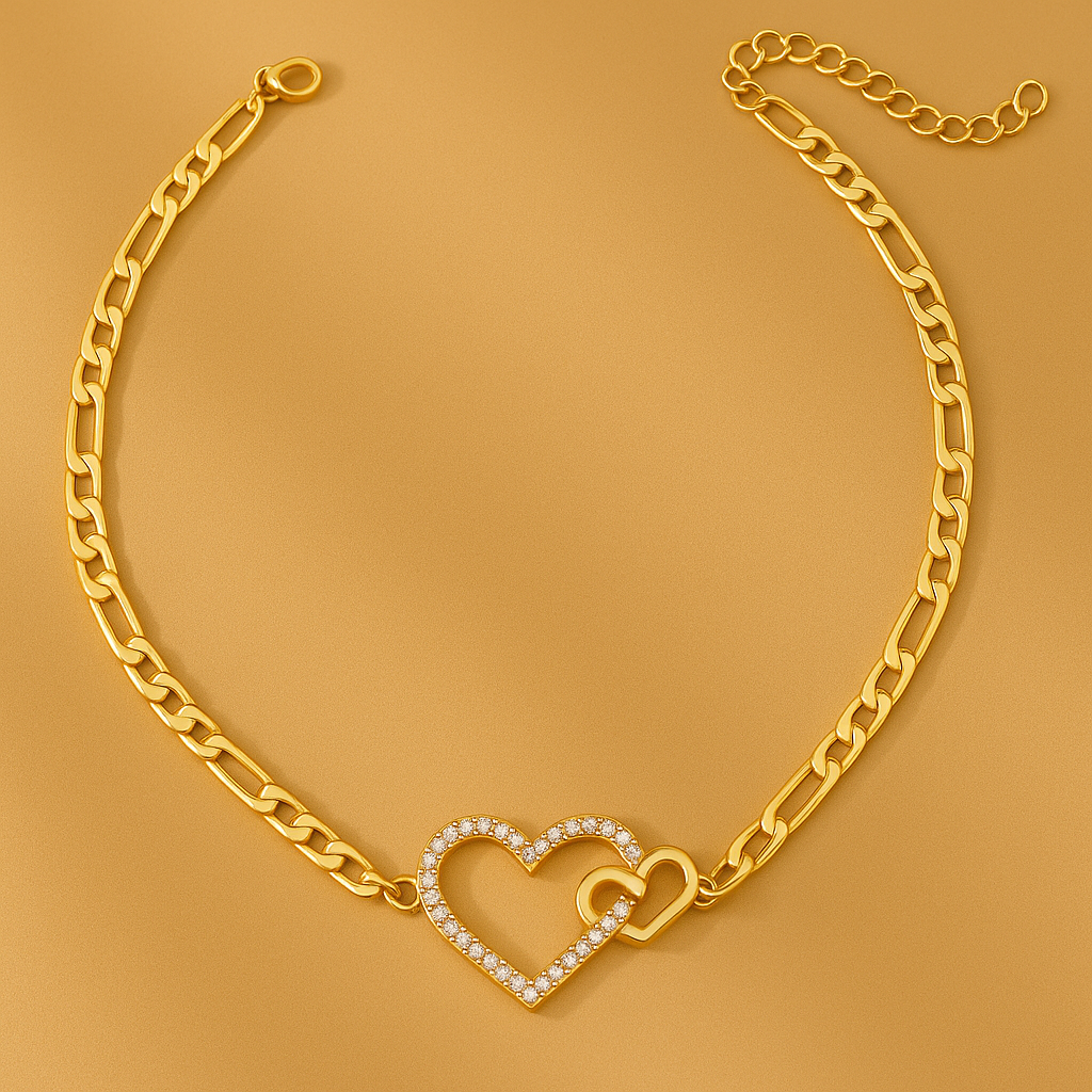 Trendy Double Heart Necklace | Gold Plated for Women