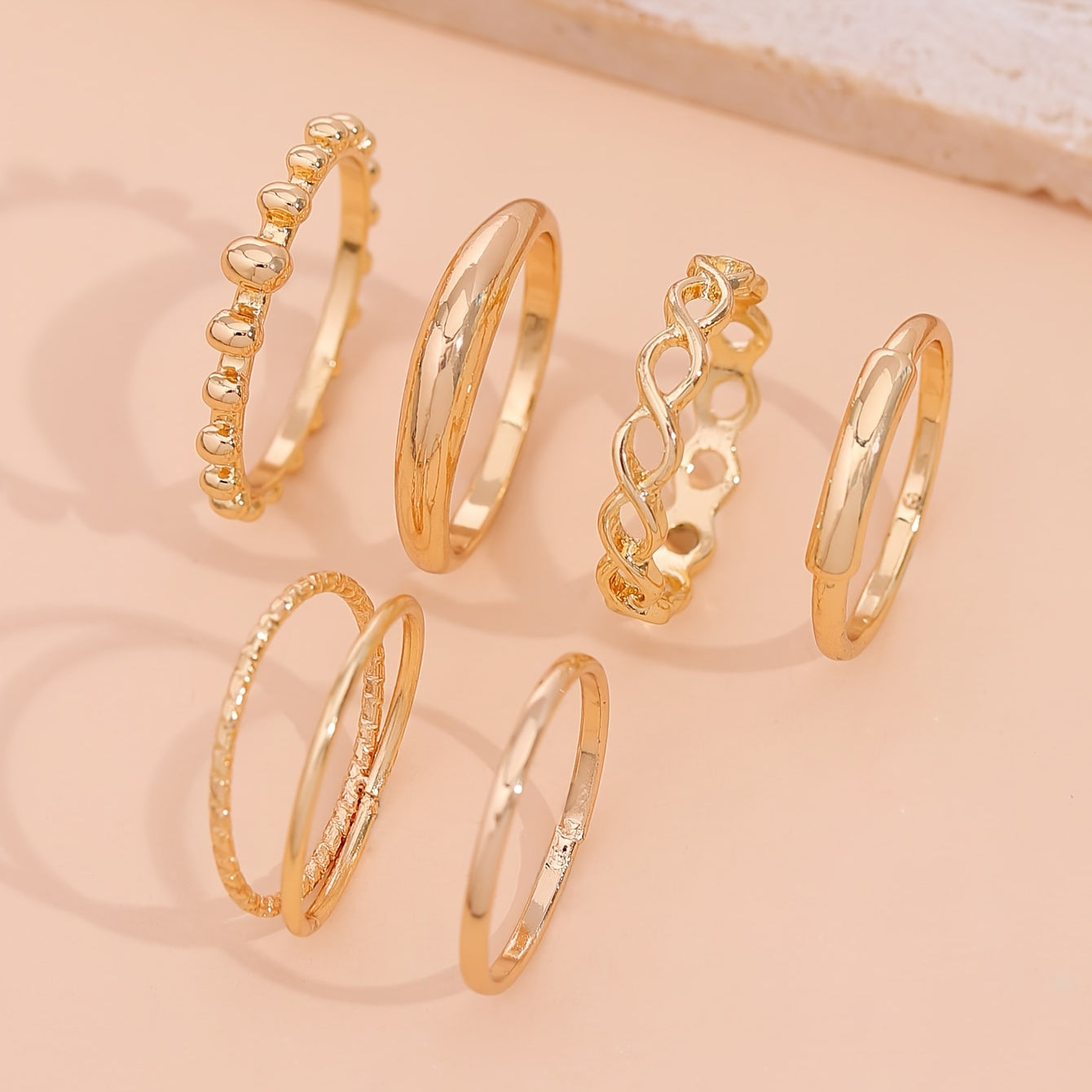 6-Piece Vintage Iron Ring Set for Women – Twisted & Stackable Designs