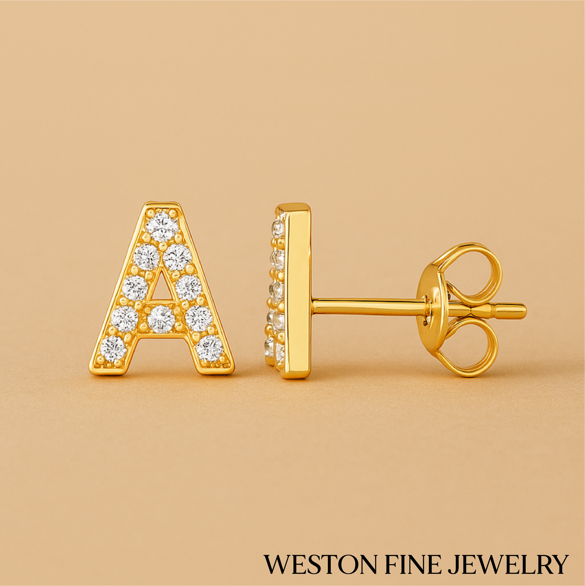Personalized Initial Stud in 16k Gold