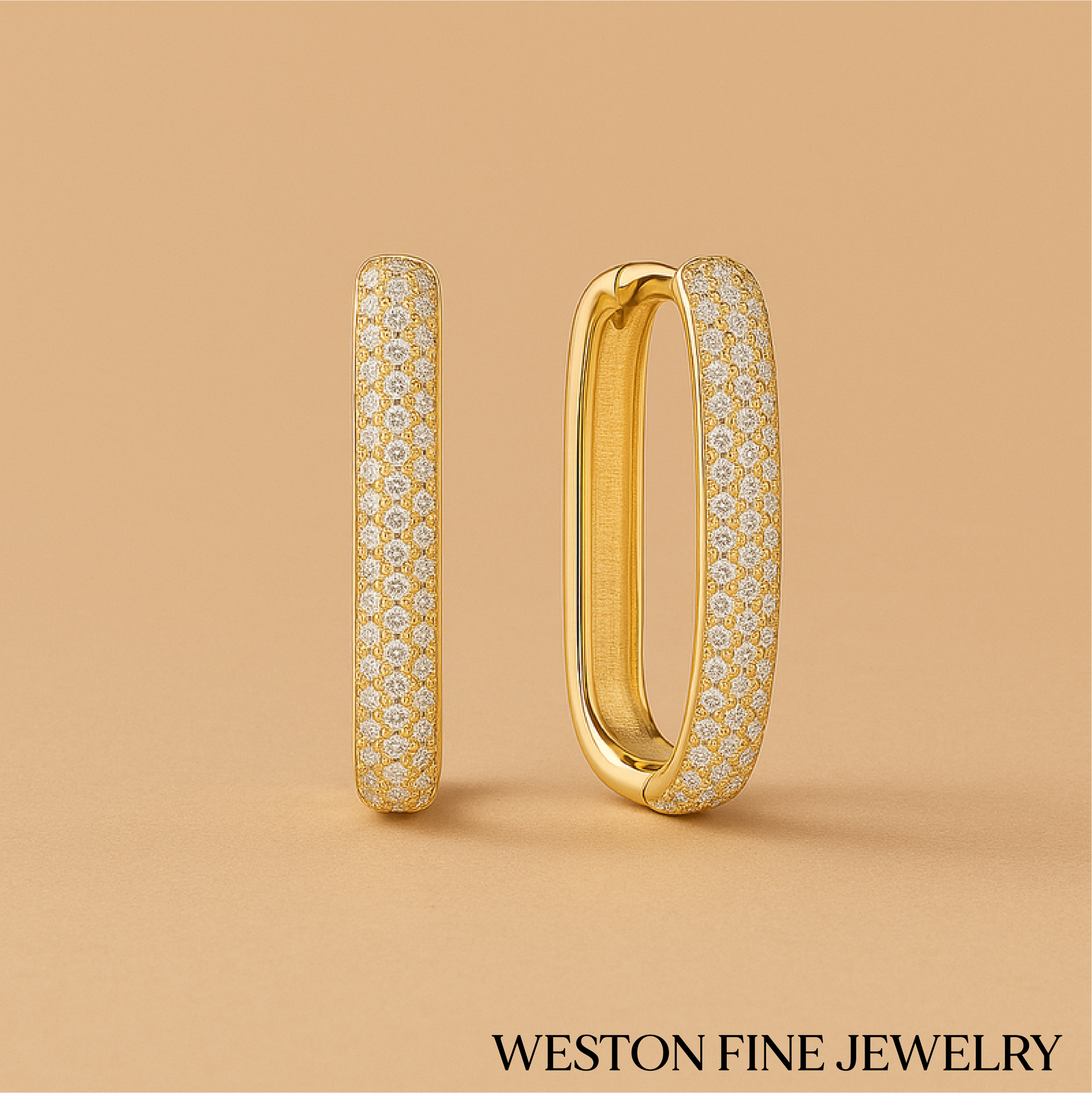 Glamorous Large Pavé Hoops in 16k Gold