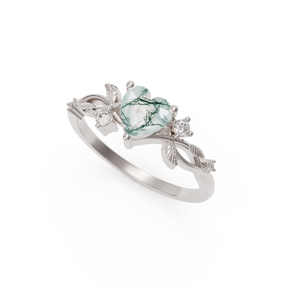 Heart-shaped gemstone ring in sterling silver
