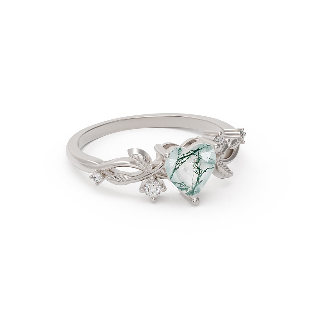 Heart-shaped gemstone ring in sterling silver