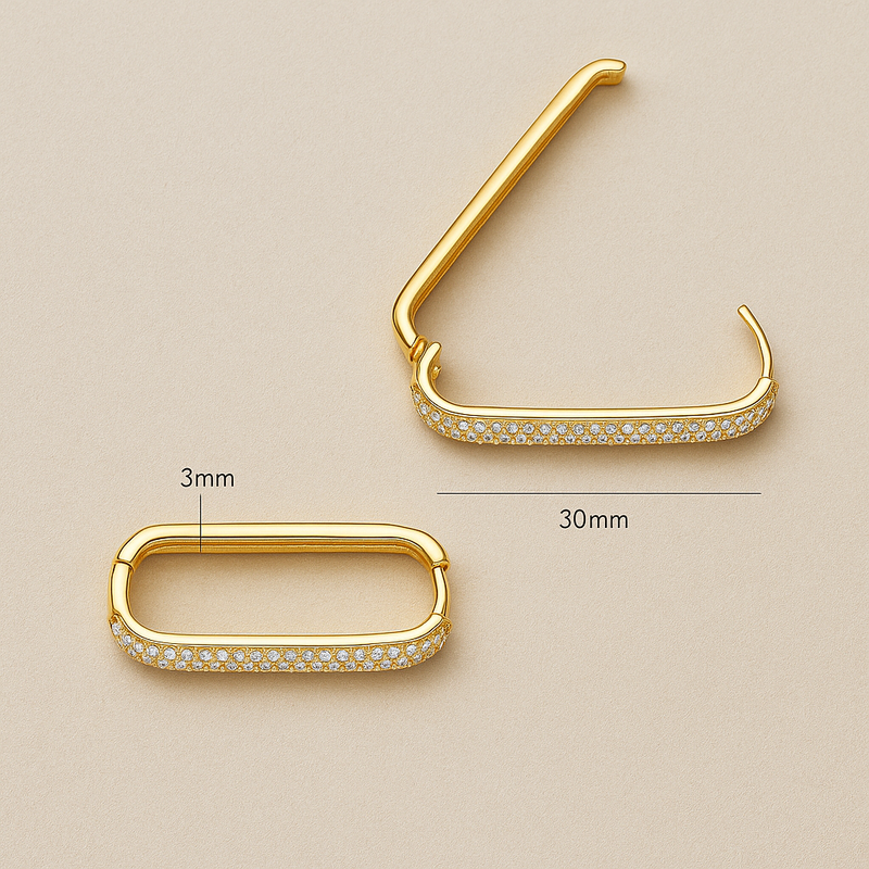 Glamorous Large Pavé Hoops in 16k Gold