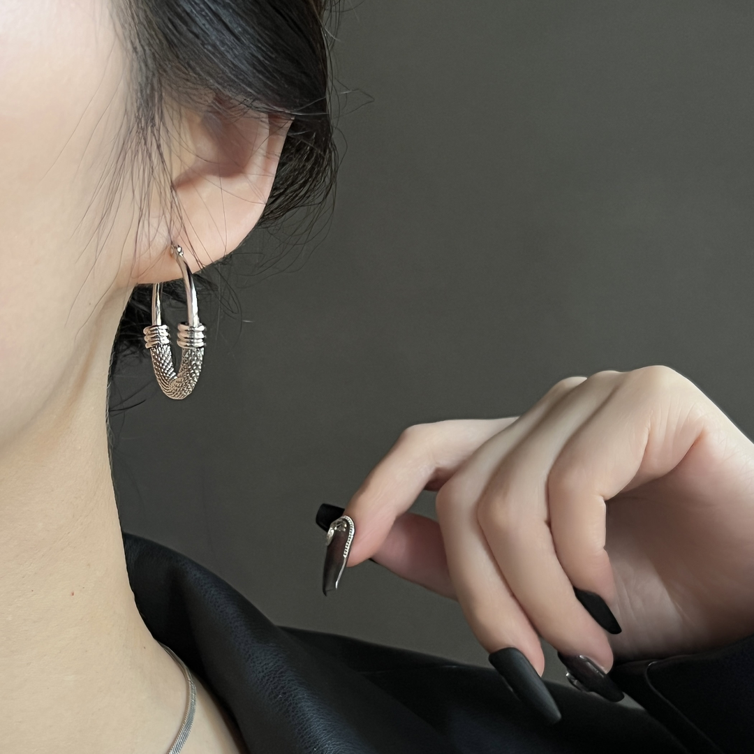 Vintage mesh patchwork hoop earrings
