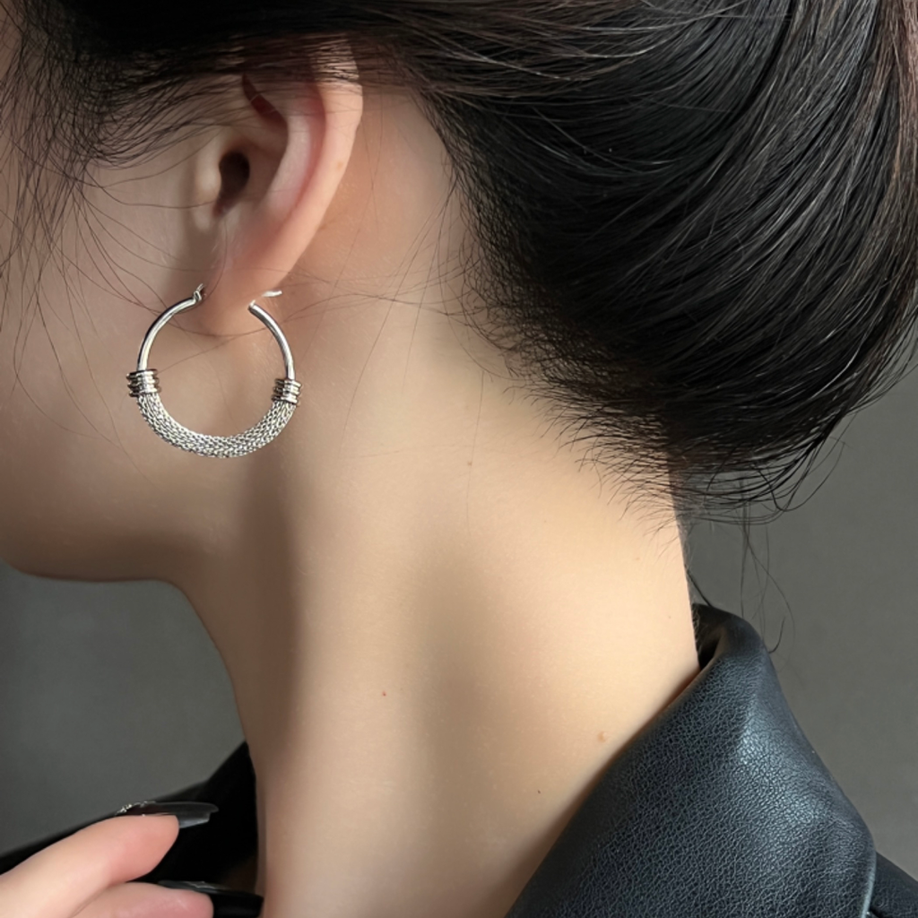 Vintage mesh patchwork hoop earrings
