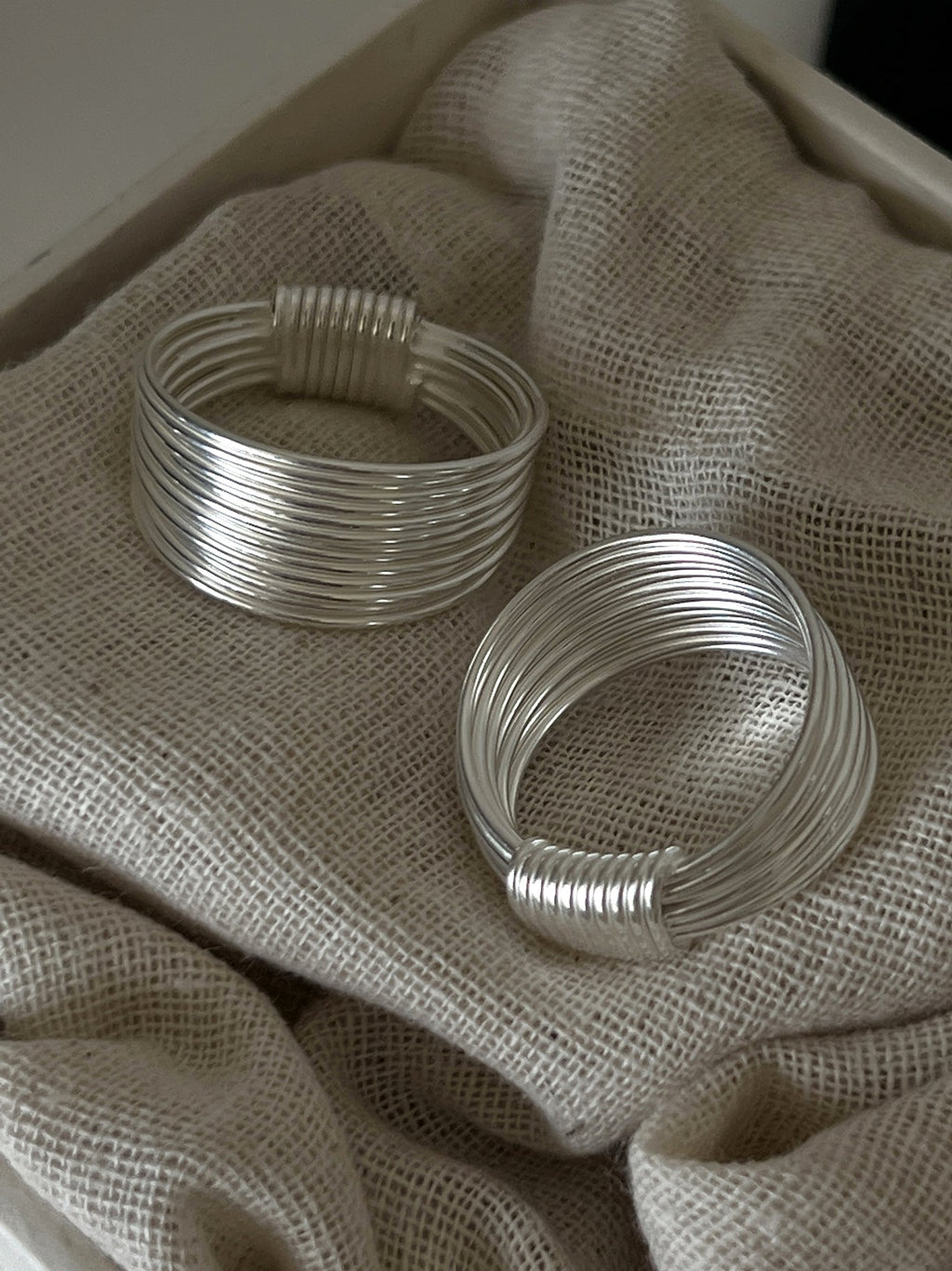 Multilayered line sterling silver ring