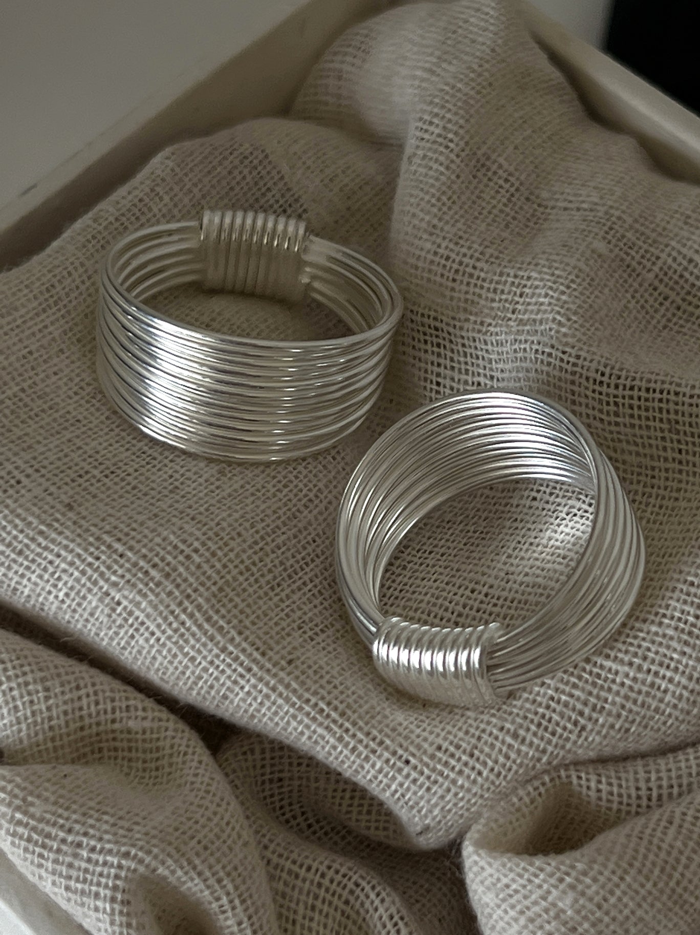 Multilayered line sterling silver ring