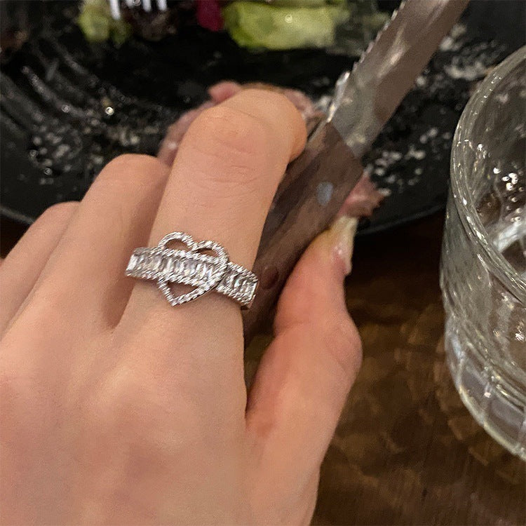 Designer heart zirconia ring