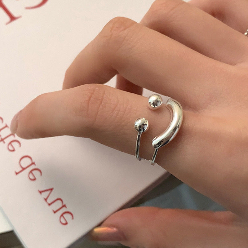 Silver smile Adjustable ring