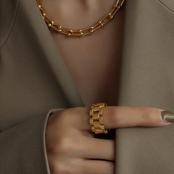 Titanium-steel chain ring