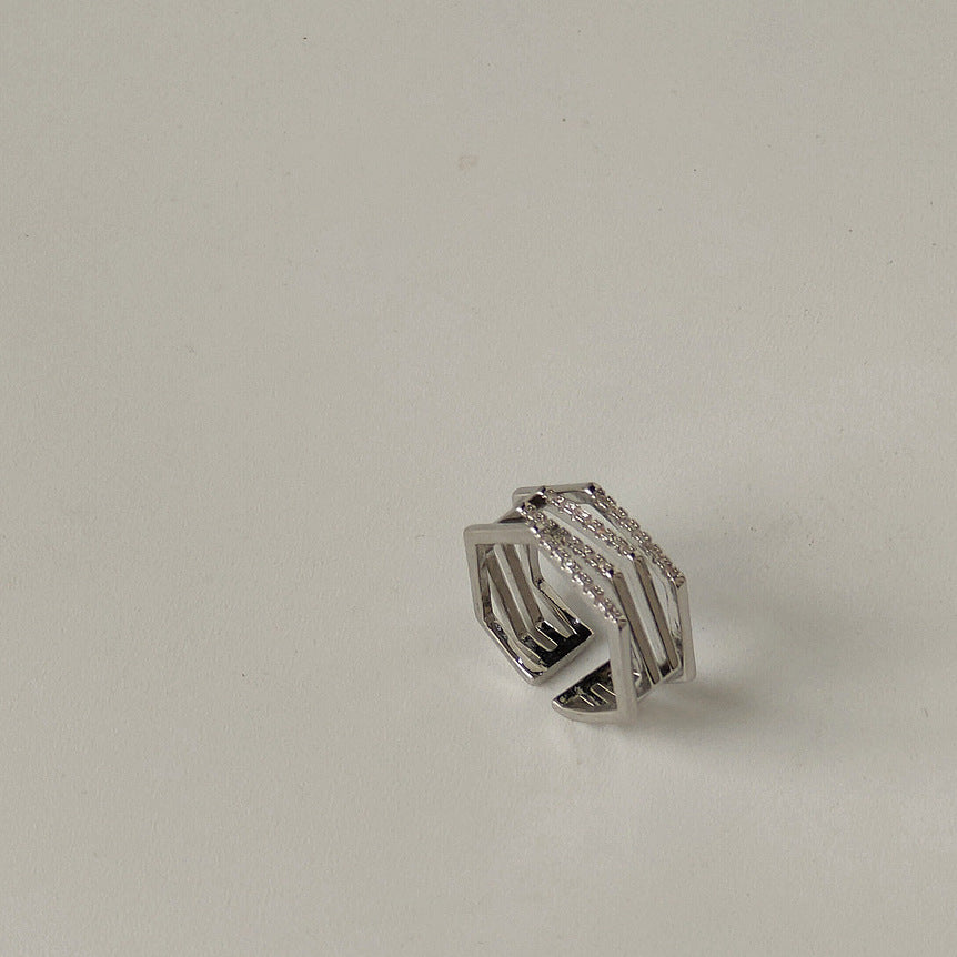 Zircon Hexagon Adjustable Ring