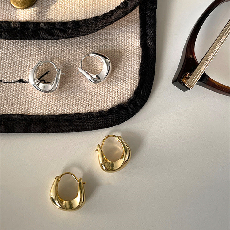 Simple drop hoop earring