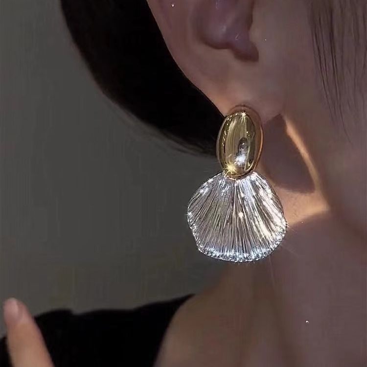 Gold and silver shell earrings
