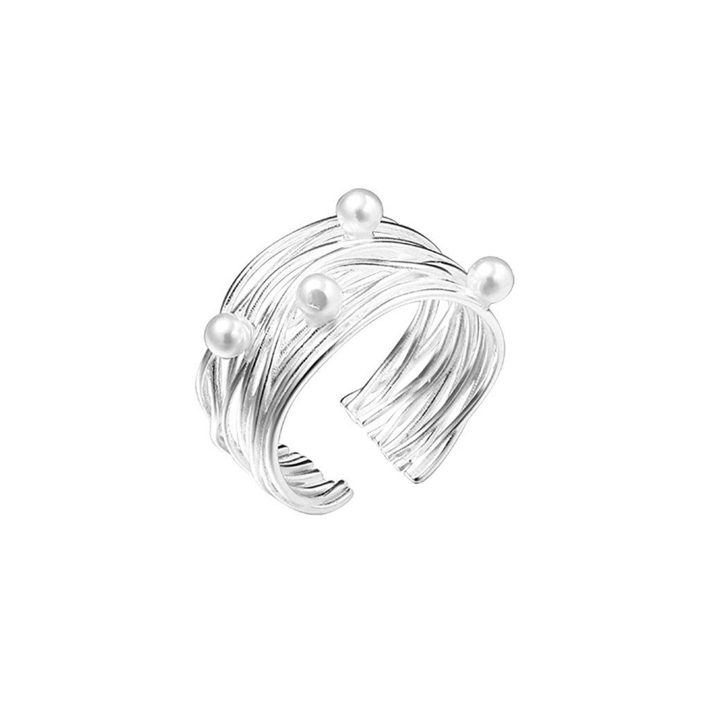 Wrapped sterling silver pearl ring
