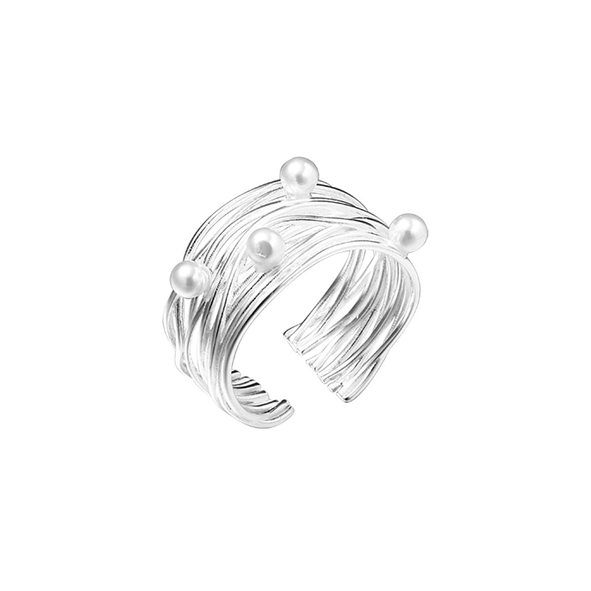 Wrapped sterling silver pearl ring