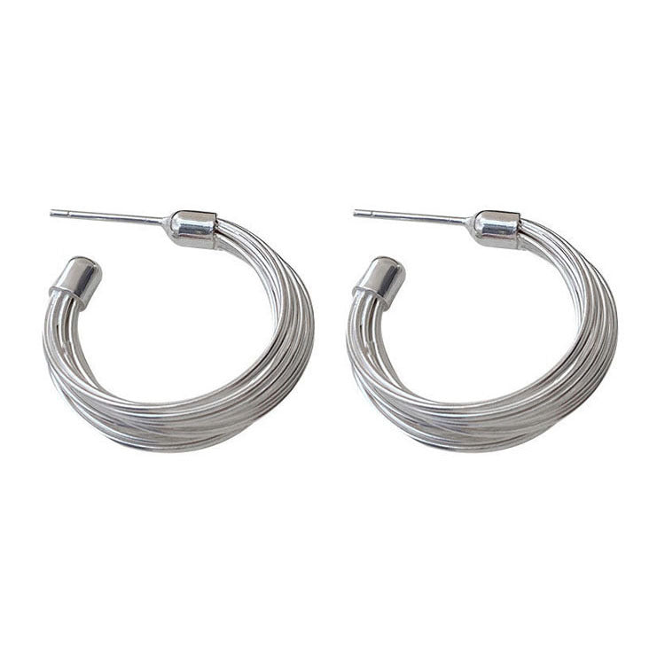 Multi-layered line hoop earrings