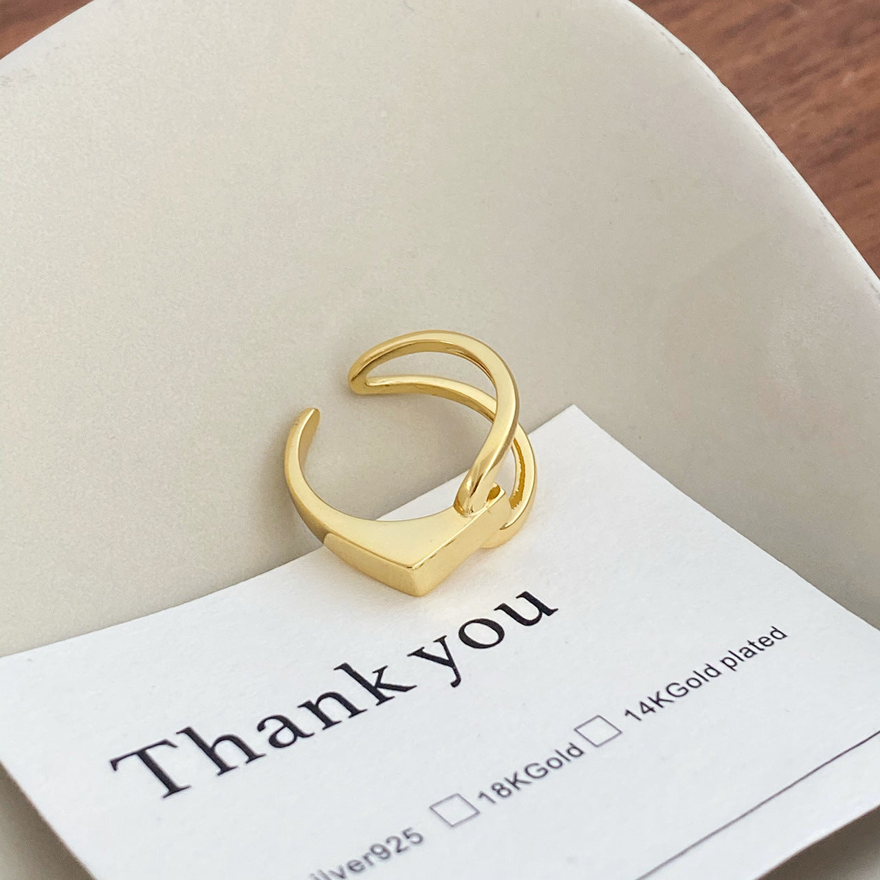 Asymmetrical adjustable ring in sterling silver