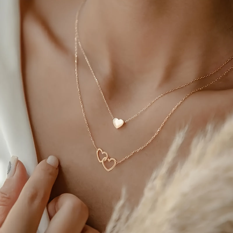 10-Piece Necklace Set – Elegant Layered Snake Chains with Heart Pendants